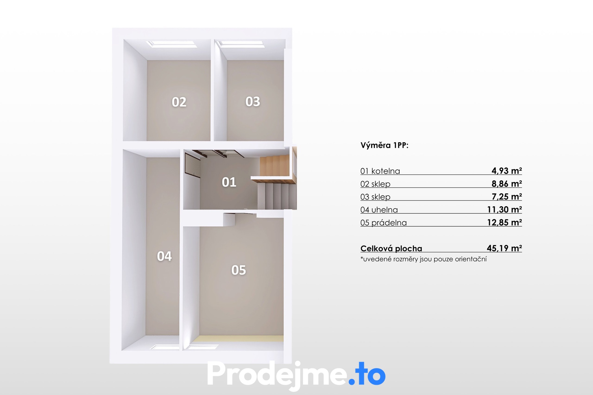 3D půdorys - 1.PP